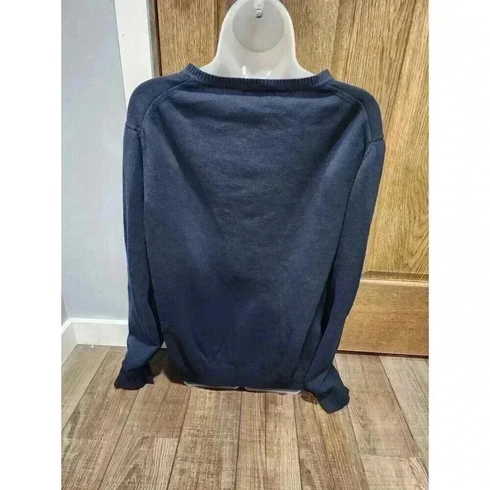 Jos. A. Bank Men's Tailored Fit VNeck Sweater Size XL Navy Blue 100% Pima Cotton
